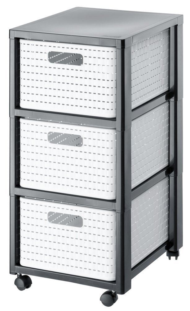 Komoda COUNTRY - bela/antracitna