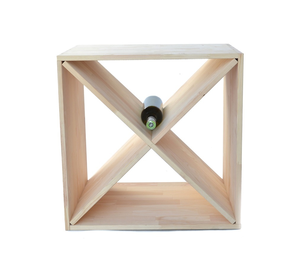 Lesena vinska polica kvadratna