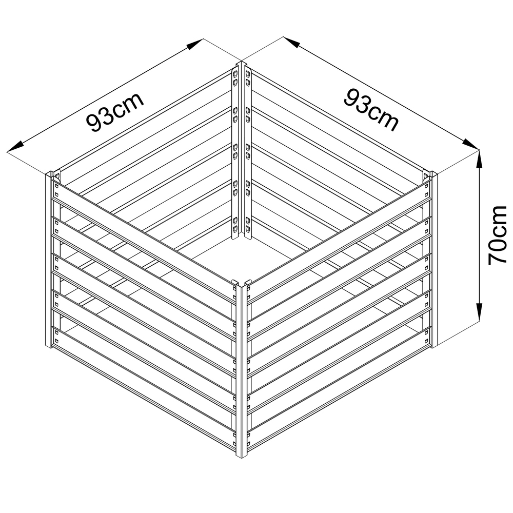 Kovinski kompostnik 560L 93x93x70cm
