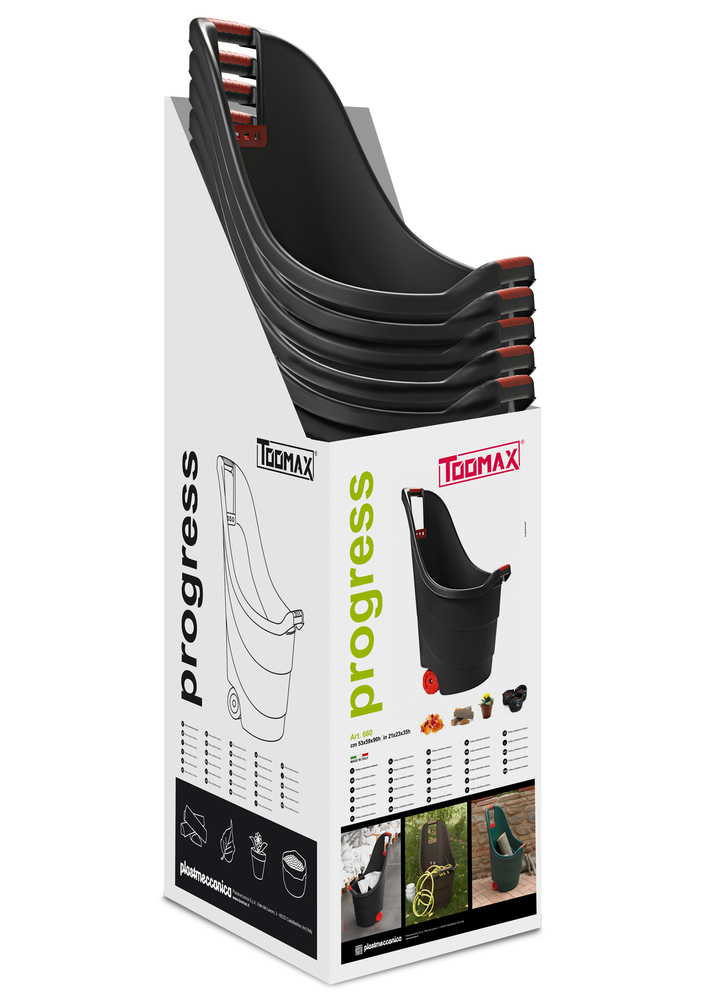 PROGRESS Vrtni plastični voziček - črn