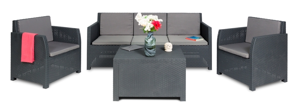 DIANA 5-sedežna vrtna plastična garnitura - grafit