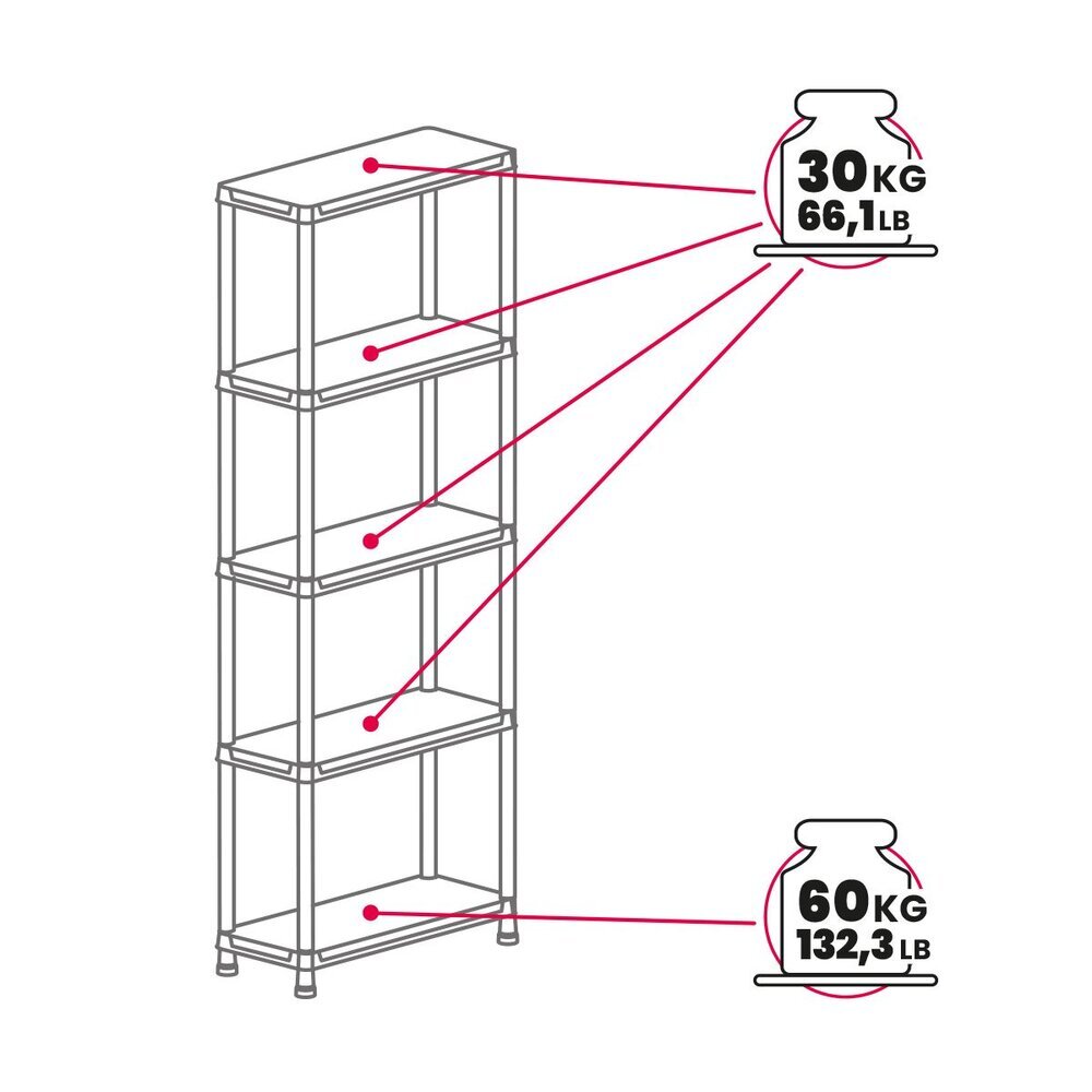 UNIVERSAL PRO 73-5 plastična polica - črna