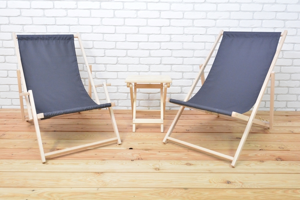 Bahama POLYESTER naravni leseni ležalnik - GRAFIT