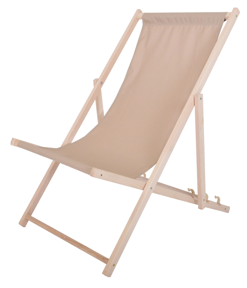 Bahama POLYESTER naravni leseni ležalnik - BEACH