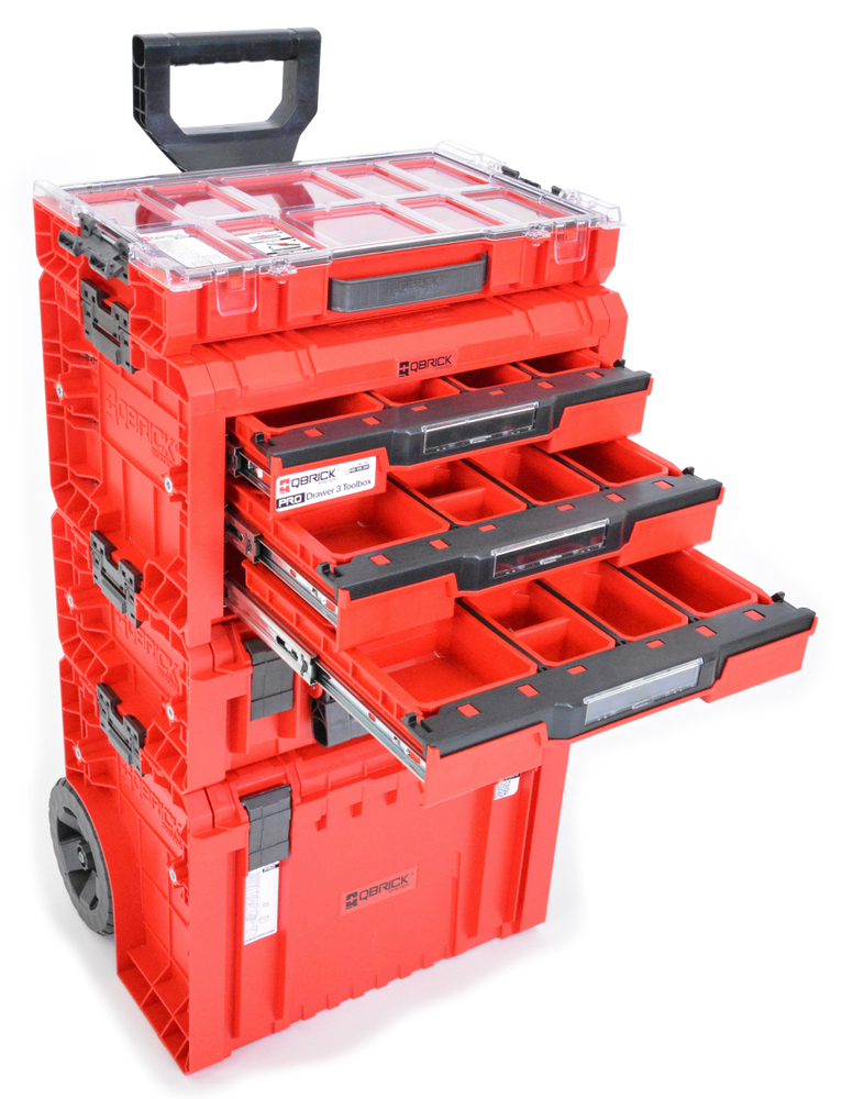 Úložný box QBRICK SYSTEM PRO HD Cart 2.0 Red Ultra na nářadí s kolečky Rojaplast (foto 9)