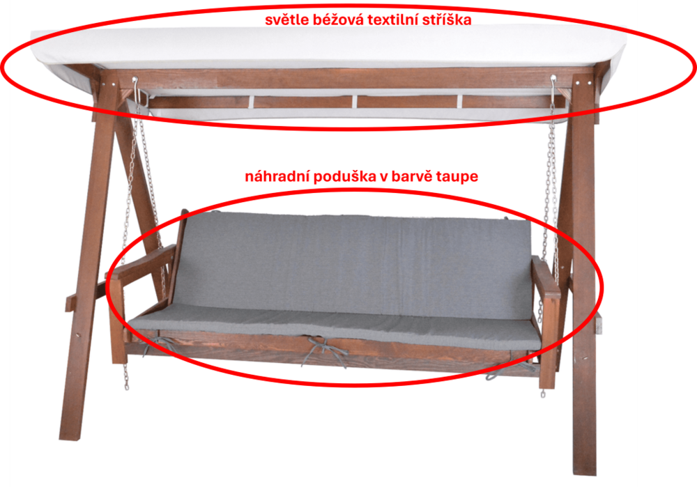 Poduška ADELAIDA stříška houp. taupe Rojaplast (foto 4)
