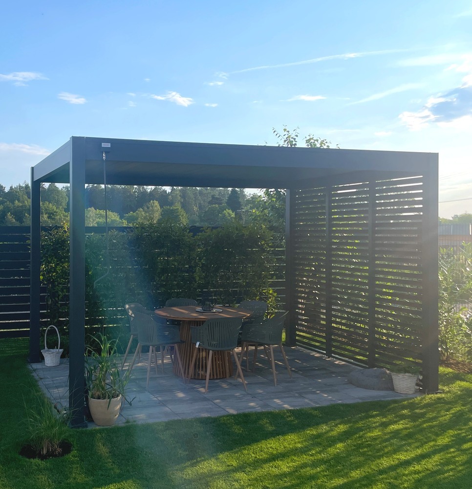 Sjenčani panel s fiksnim lamelama za pergolu (Antracit, 1 m)