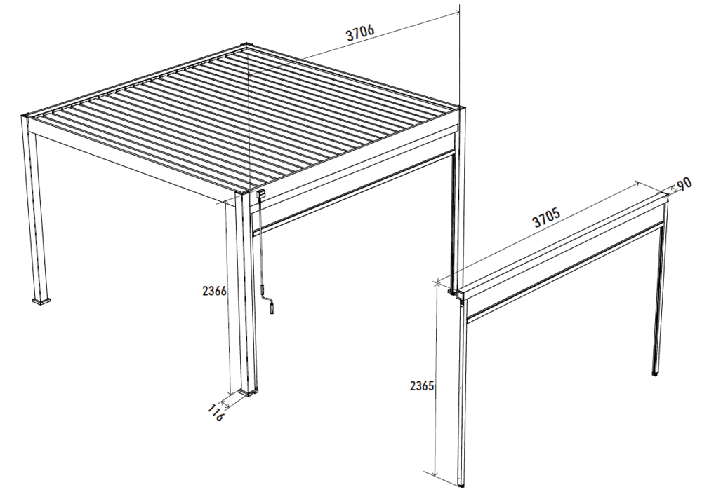 Rolo sjenilo 4 m za bioklimatsku pergolu - tamno siva