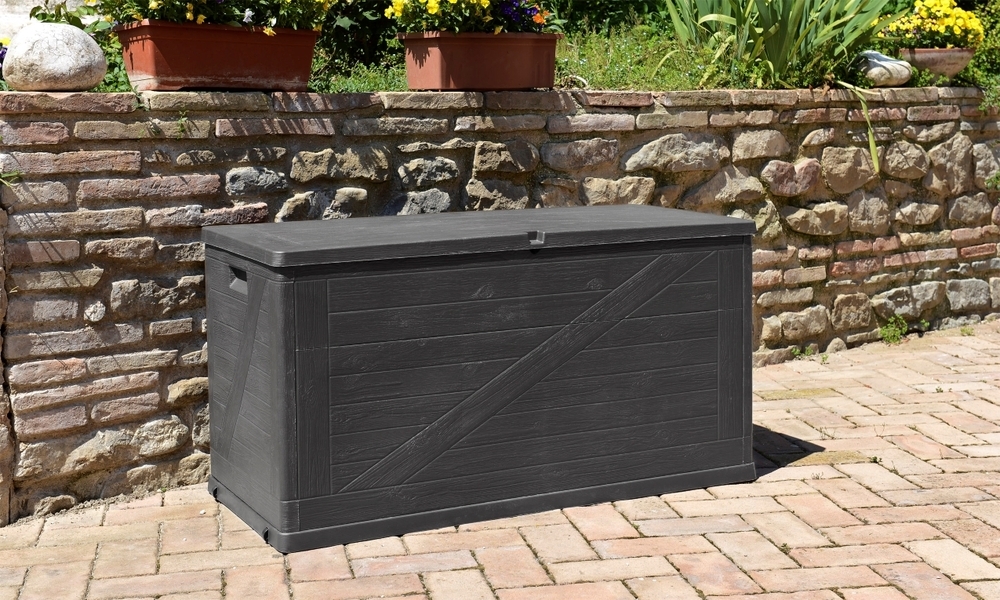 Vrtni plastični zaboj za shranjevanje 420 L - grafit