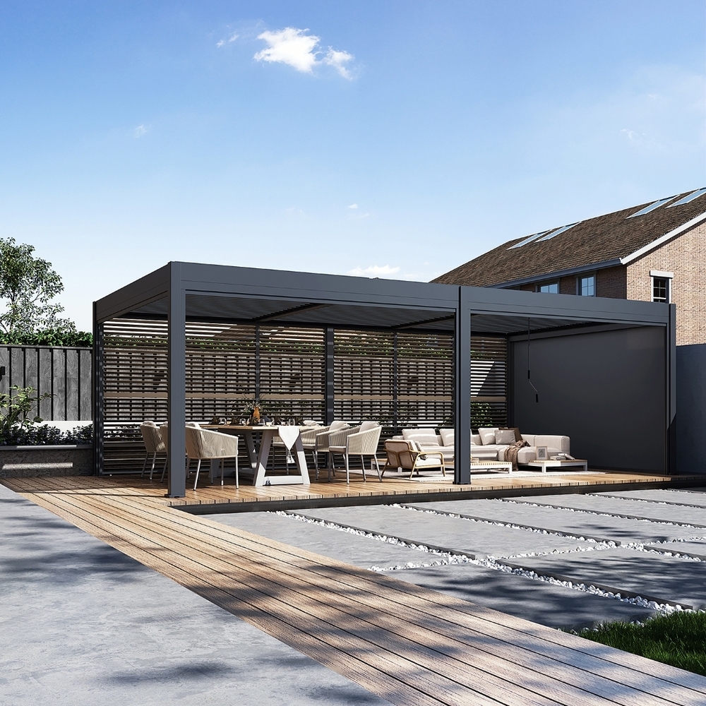 Sjenčani panel s pokretnim lamelama za pergolu (Izgled drva, 1 m)