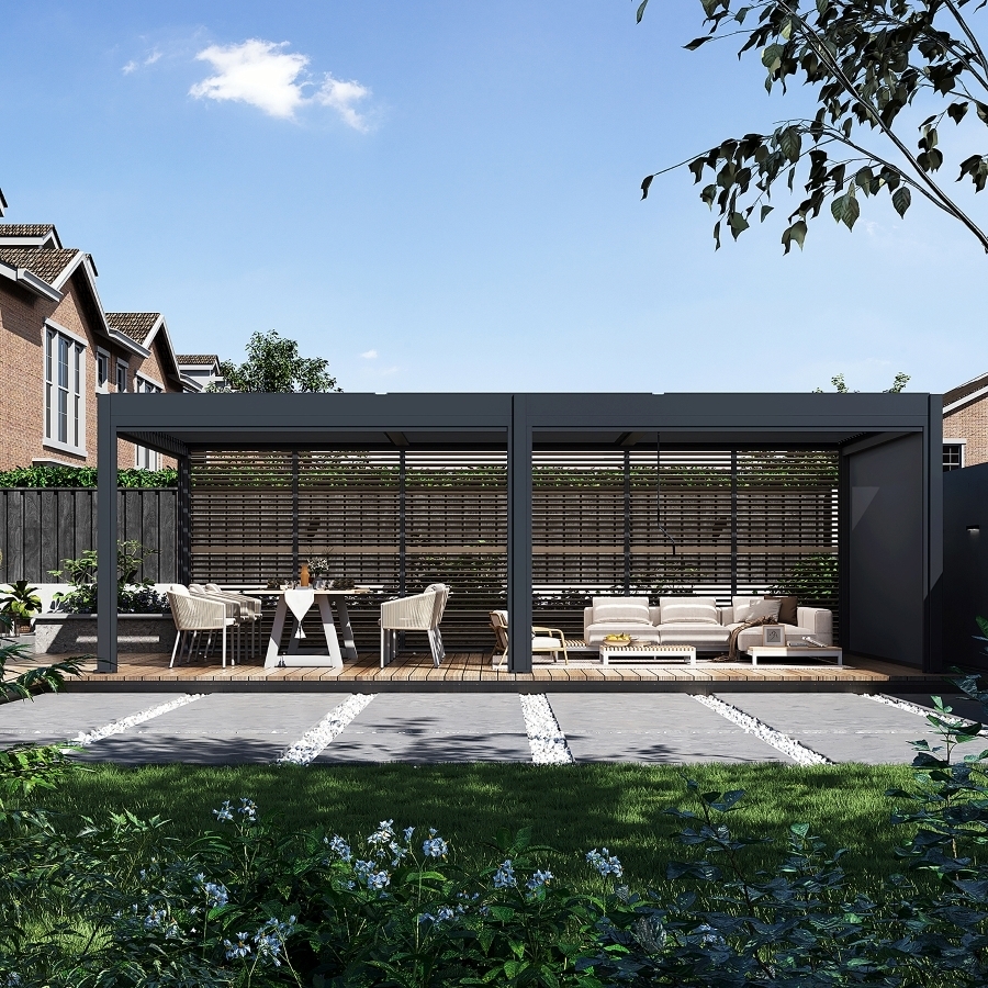 Sjenčani panel s pokretnim lamelama za pergolu (Izgled drva, 1 m)