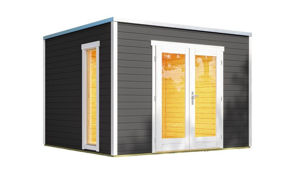 WEKA Luksuzna lesena vrtna hišica P 285 (3x3m) temno siva
