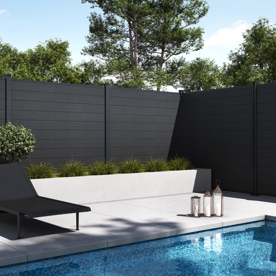 ELEMENT WPC ograjna plošča 180x180 cm in zaključki - antracit