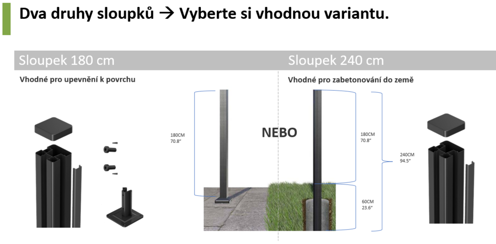 Aluminijasti drog za ograjo KETER 180 cm - antracit