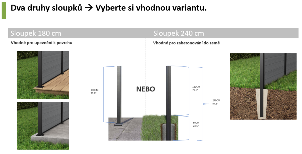 Aluminijasti drog za ograjo KETER 180 cm - antracit