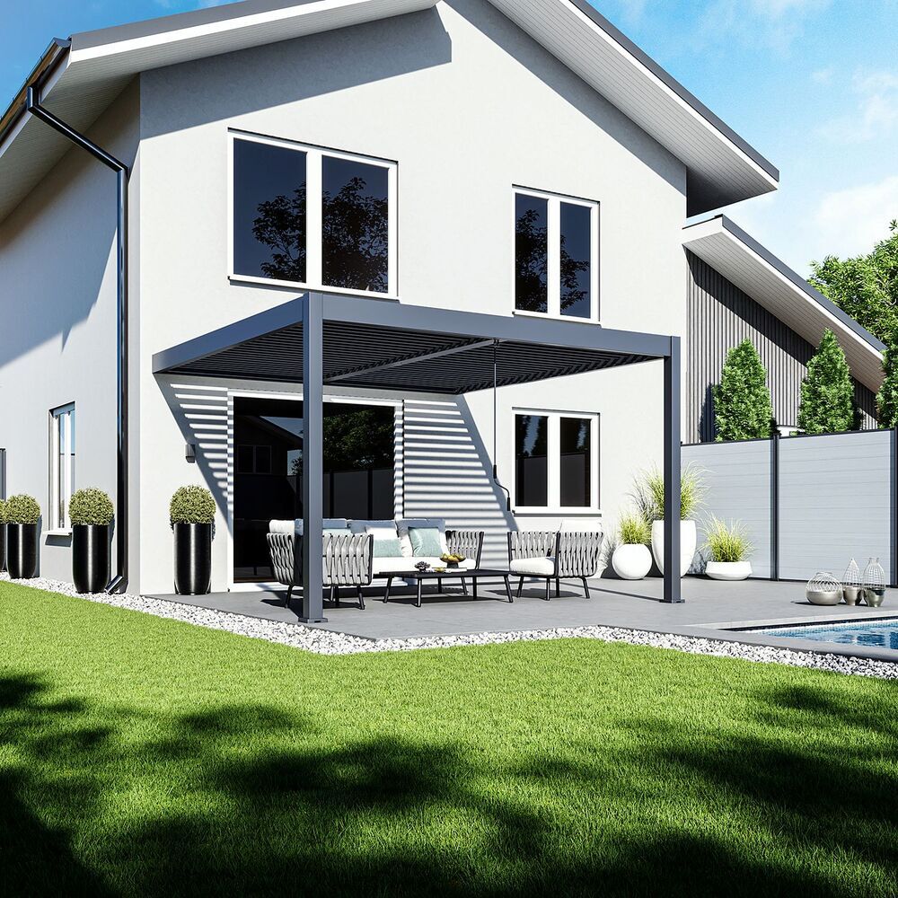 Bioklimatická pergola ke stěně INTRO DUO 4x4 m Rojaplast (foto 103)