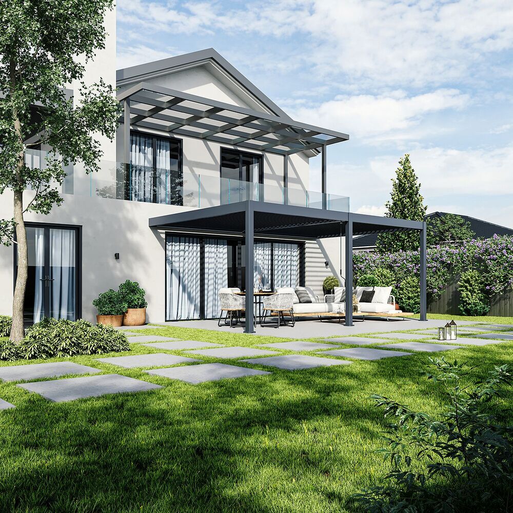 Bioklimatická pergola ke stěně INTRO DUO 4x4 m Rojaplast (foto 66)