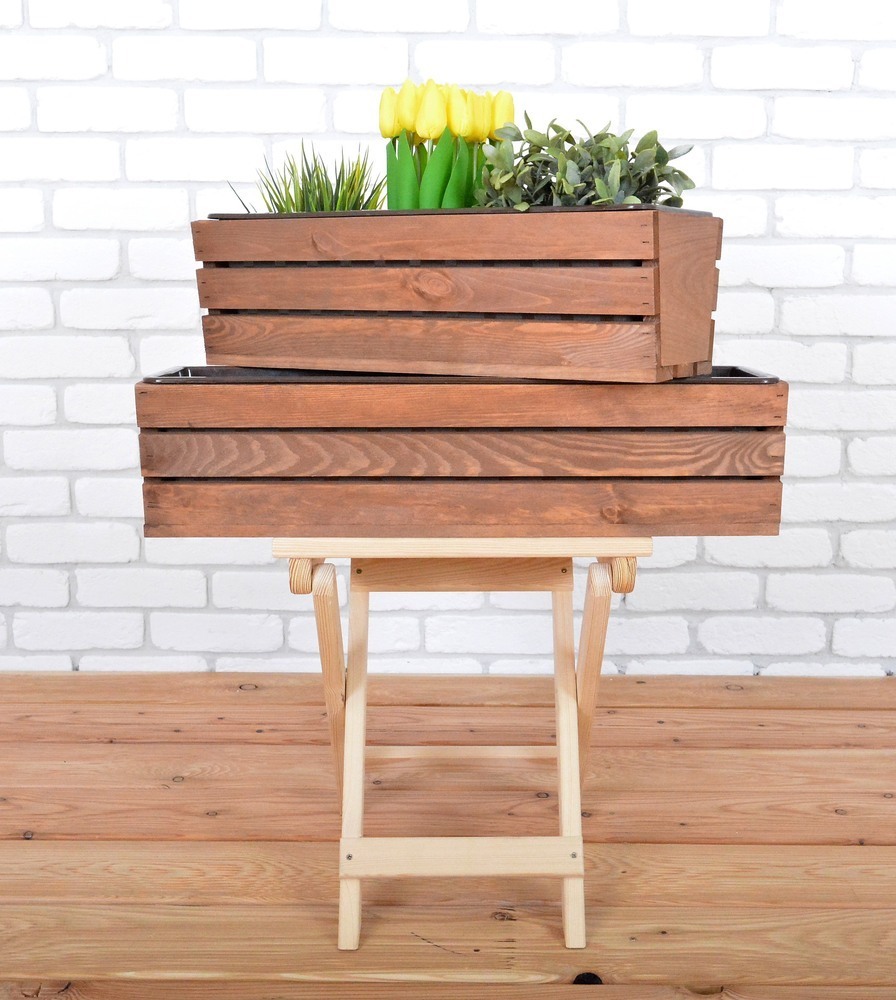 MODERNA skrinja 61 cm - s plastično posodo, rjava