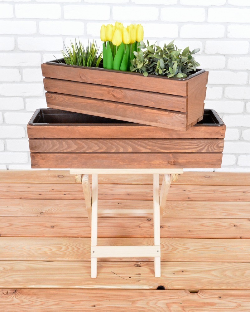 MODERNA skrinja 61 cm - s plastično posodo, rjava