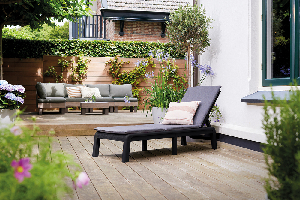 ATLAS (MALLORCA) ležalnik z blazino - grafit/svetlo siva