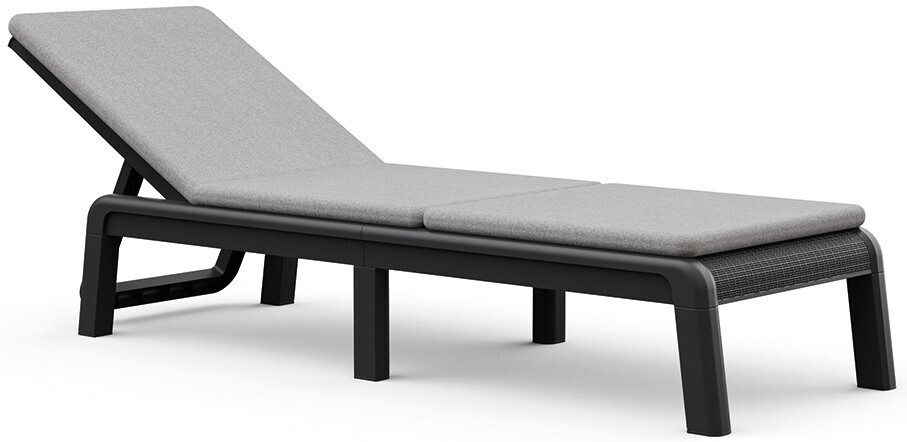 ATLAS (MALLORCA) ležalnik z blazino - grafit/svetlo siva