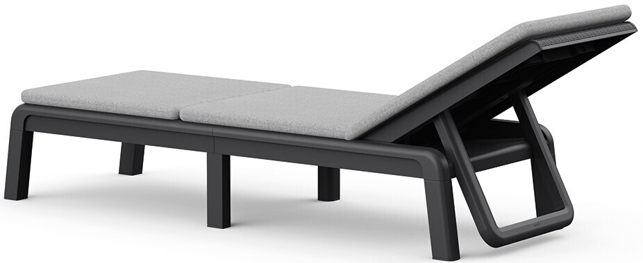 ATLAS (MALLORCA) ležalnik z blazino - grafit/svetlo siva