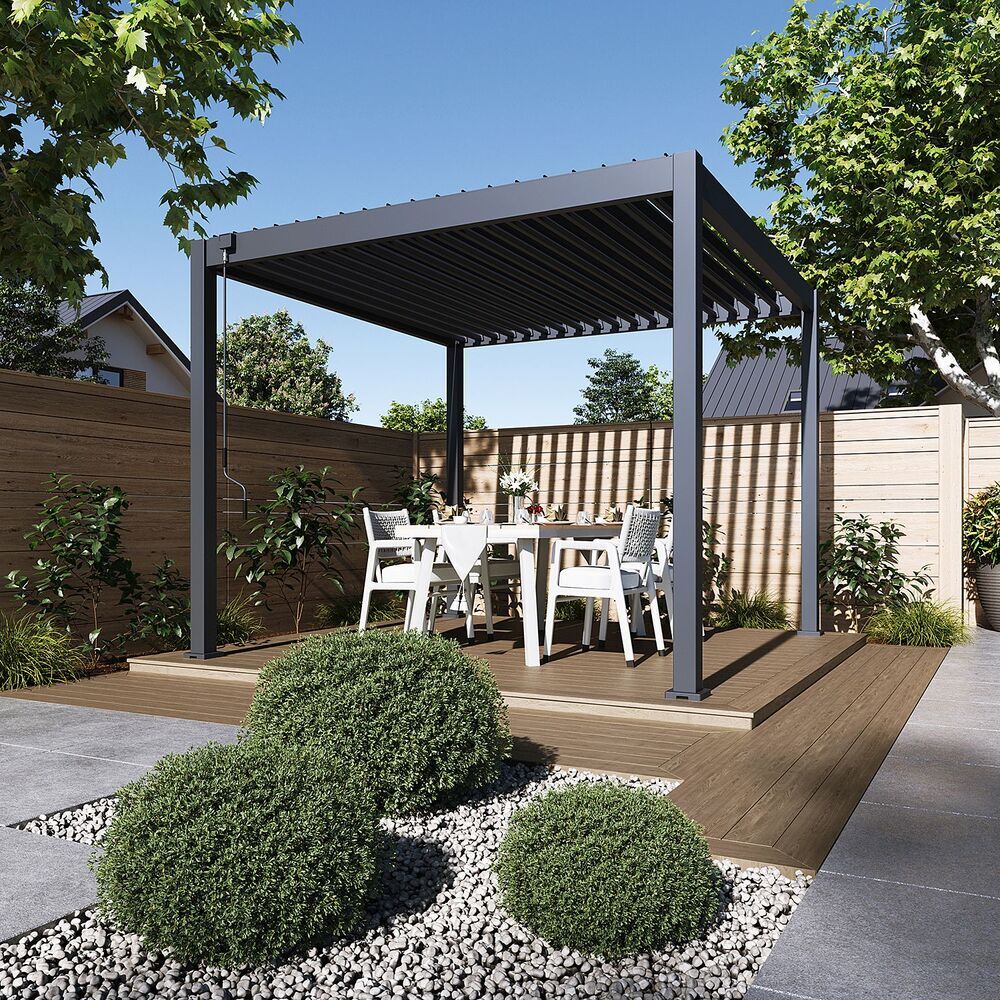 Bioklimatska pergola ECO 3x3 m, jeklena - prostostoječa