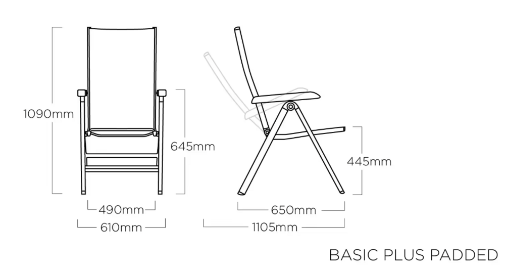 KETTLER BASIC PLUS PADDED naslanjač iz aluminija - srebrna / antracit