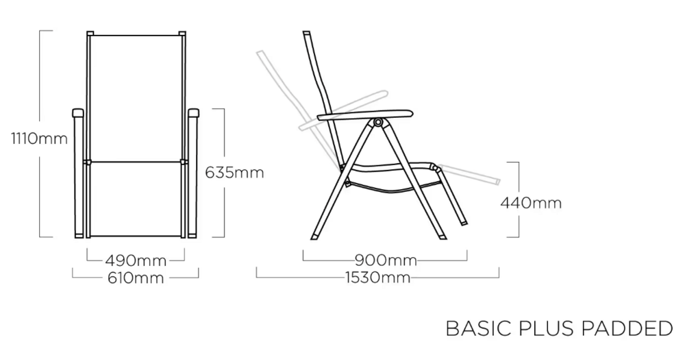 KETTLER BASIC PLUS PADDED sproščujoč, naslonljiv, aluminijast fotelj - srebrna / antracit