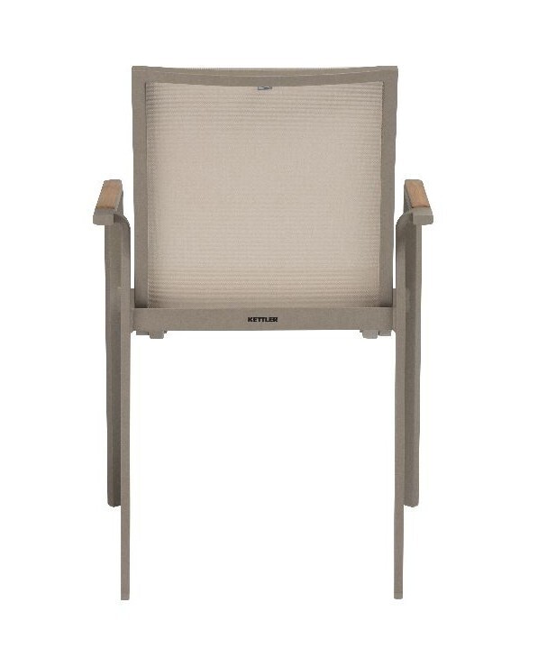 KETTLER DIAMOND zložljiv aluminijast fotelj s podnožjem iz tikovine - taupe / beige