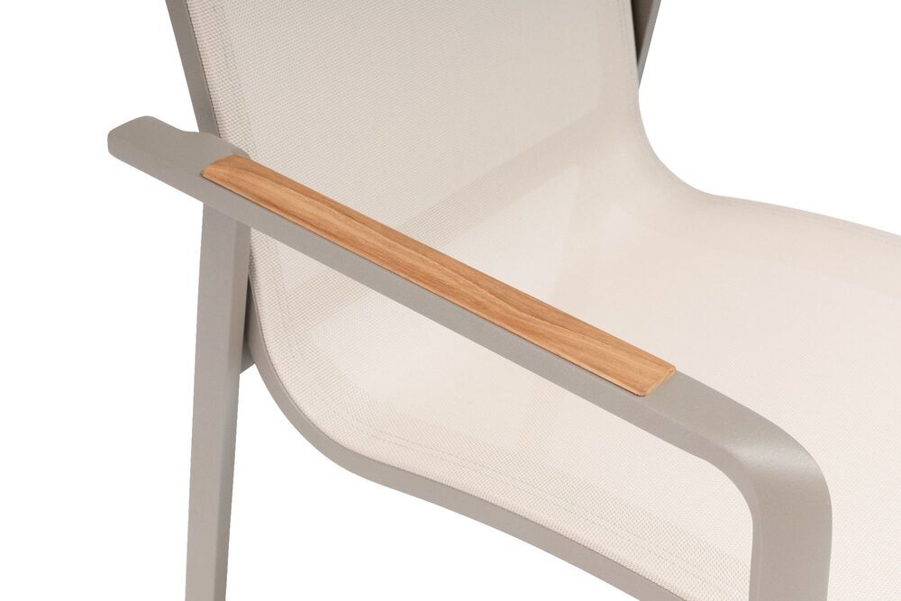 KETTLER DIAMOND zložljiv aluminijast fotelj s podnožjem iz tikovine - taupe / beige