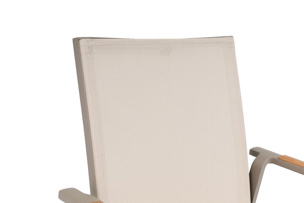 KETTLER DIAMOND zložljiv aluminijast fotelj s podnožjem iz tikovine - taupe / beige