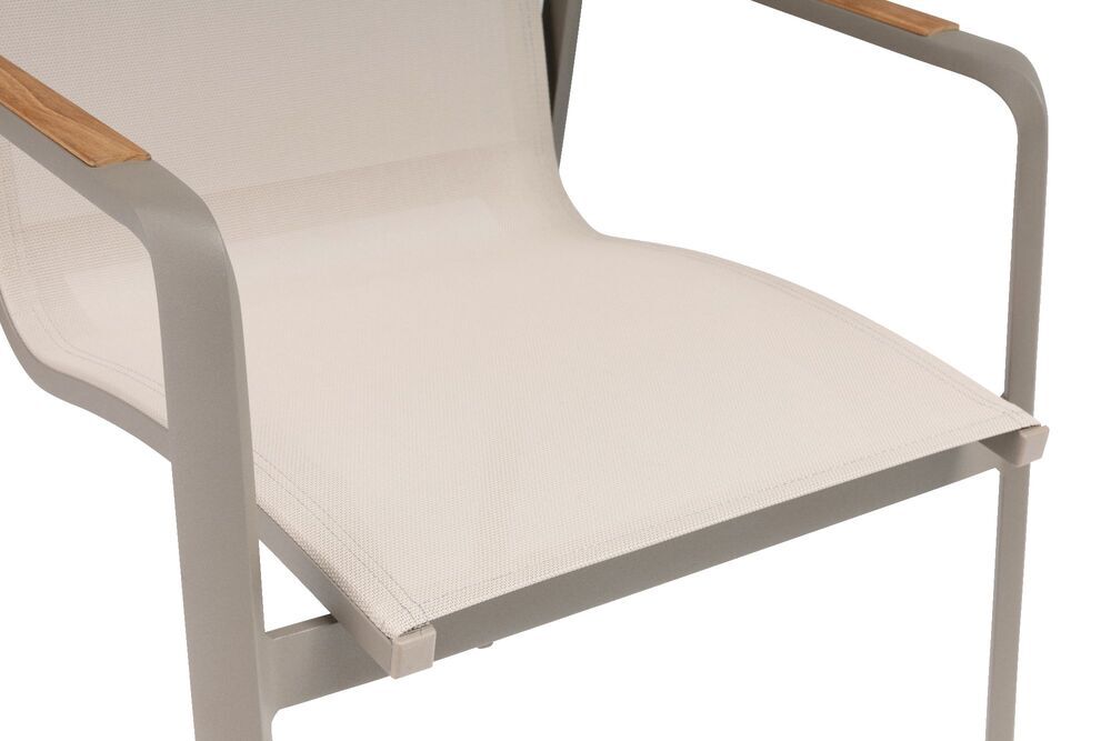 KETTLER DIAMOND zložljiv aluminijast fotelj s podnožjem iz tikovine - taupe / beige