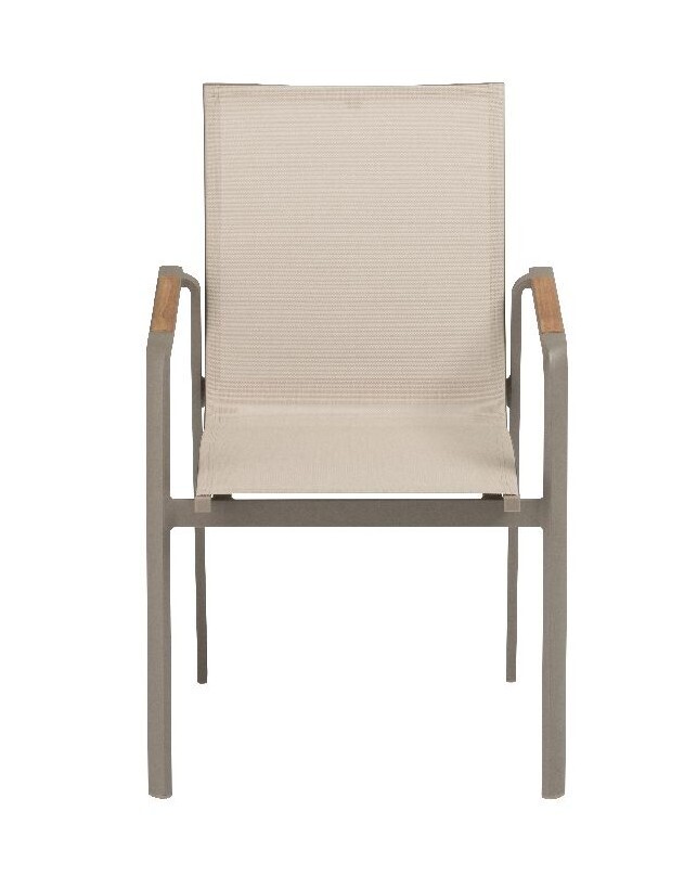 KETTLER DIAMOND zložljiv aluminijast fotelj s podnožjem iz tikovine - taupe / beige