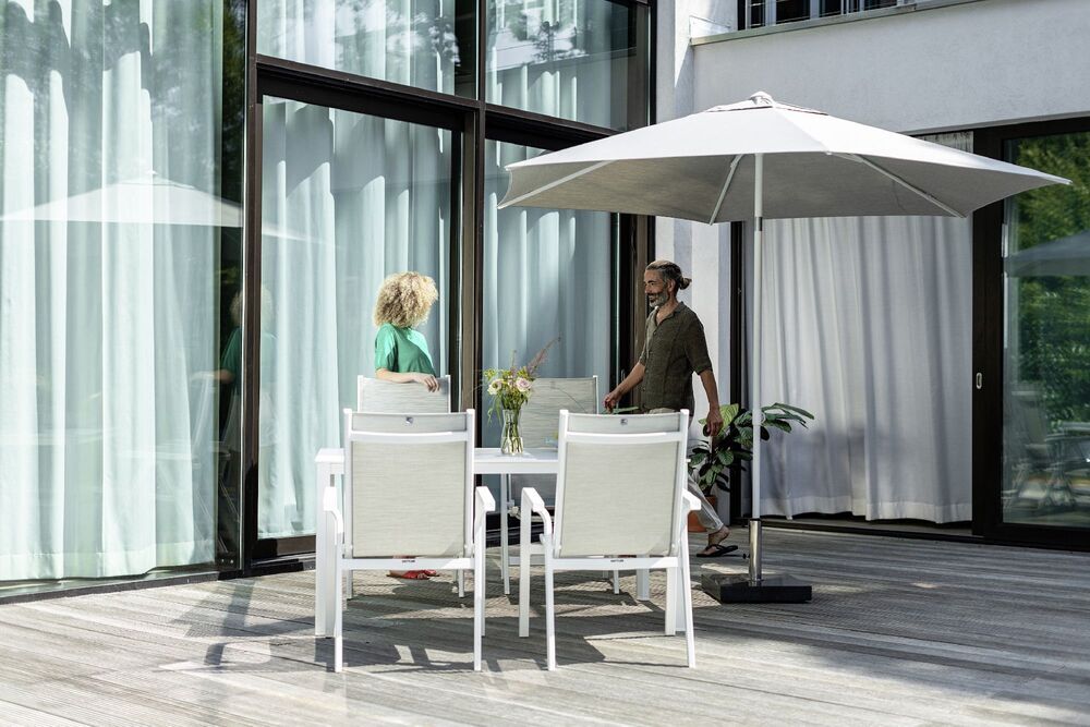 Aluminijasti zložljivi stol KETTLER BASIC PLUS - bela / svetlo siva