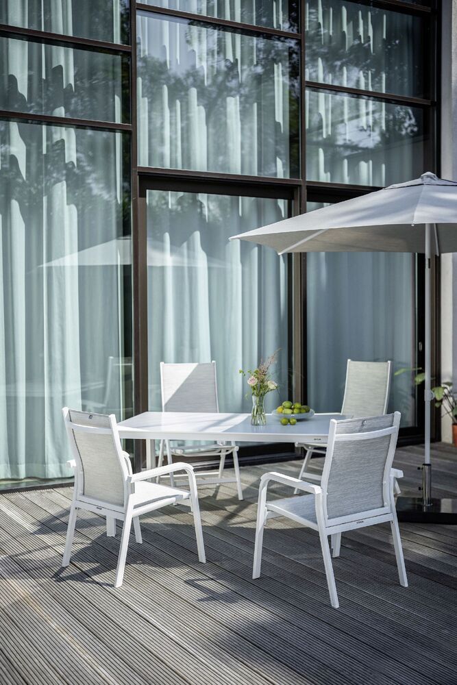 Aluminijasti zložljivi stol KETTLER BASIC PLUS - bela / svetlo siva