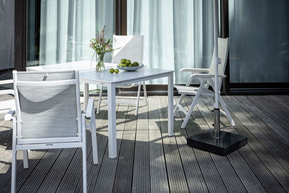 Aluminijasti zložljivi stol KETTLER BASIC PLUS - bela / svetlo siva