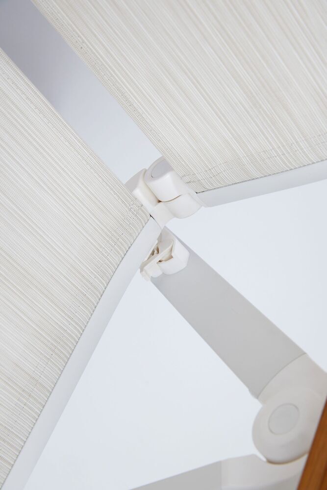 KETTLER MEMPHIS TEAK naslanjajoči se aluminijasti stol s tikovimi naslonjali - bela / bež