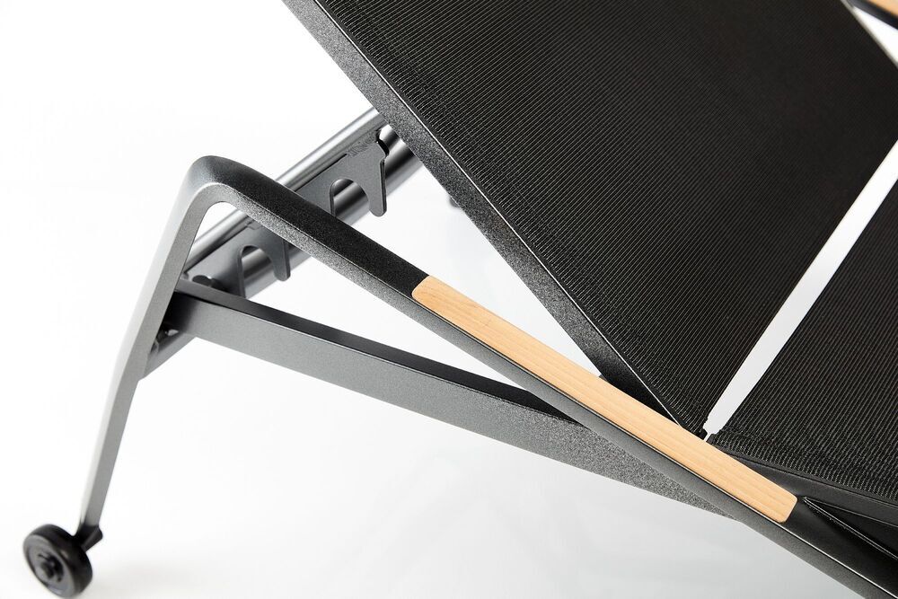 KETTLER DIAMOND aluminijasti ležalnik s tikovimi nasloni za roke - antracit / antracit