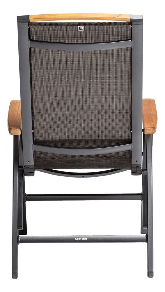 KETTLER MEMPHIS TEAK naslanjajoči se aluminijasti stol s tikovimi naslonjali - antracit / bronz