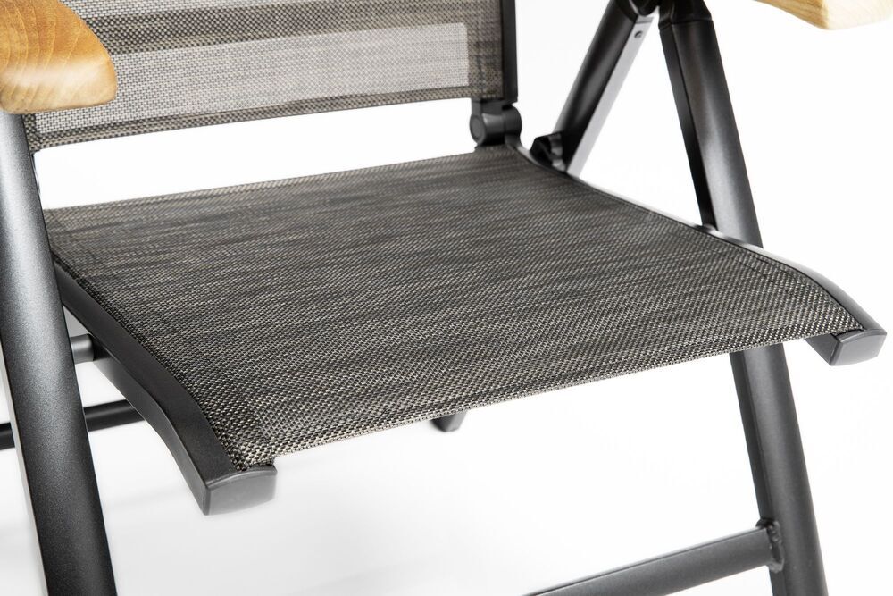 KETTLER MEMPHIS TEAK naslanjajoči se aluminijasti stol s tikovimi naslonjali - antracit / bronz