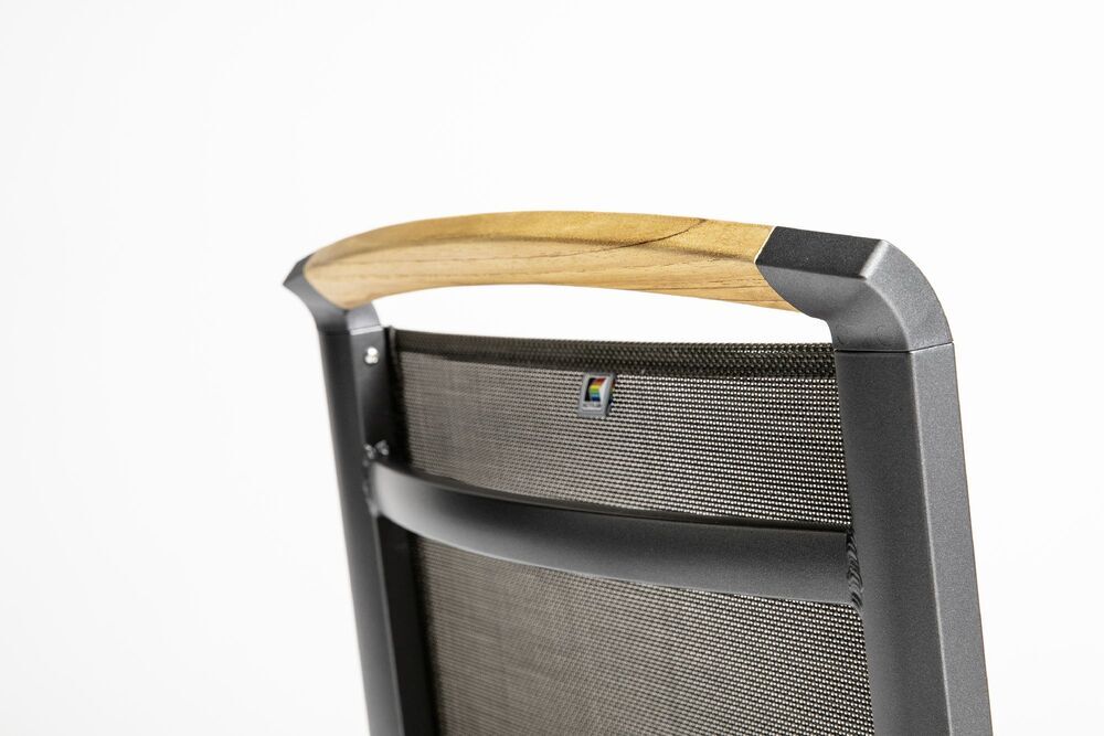 KETTLER MEMPHIS TEAK naslanjajoči se aluminijasti stol s tikovimi naslonjali - antracit / bronz