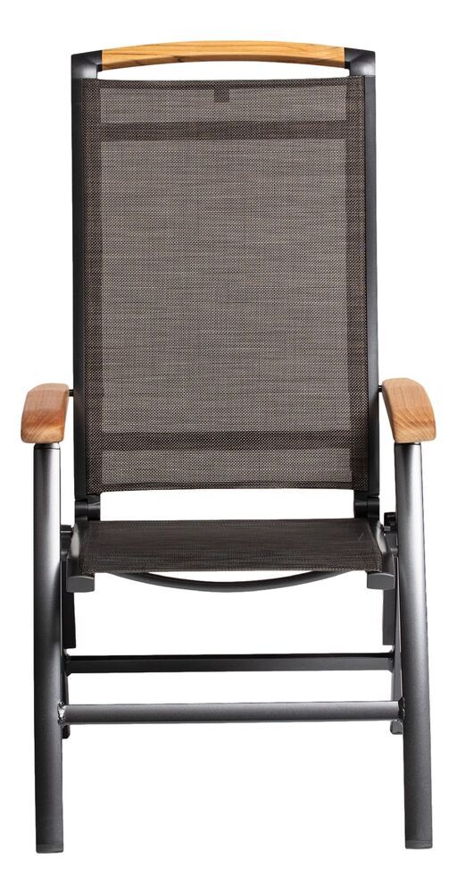 KETTLER MEMPHIS TEAK naslanjajoči se aluminijasti stol s tikovimi naslonjali - antracit / bronz