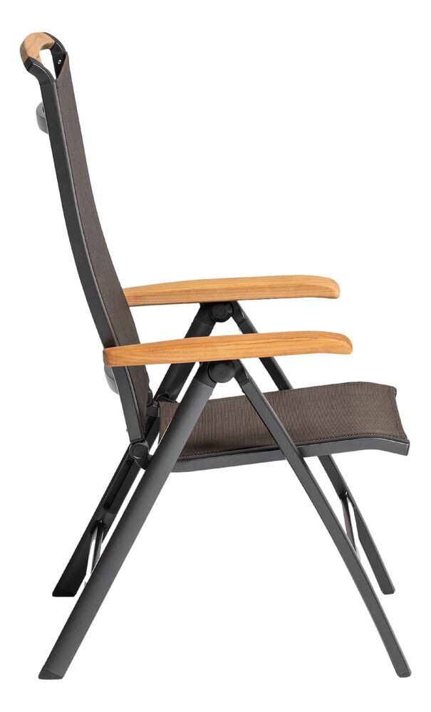 KETTLER MEMPHIS TEAK naslanjajoči se aluminijasti stol s tikovimi naslonjali - antracit / bronz