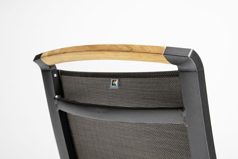 KETTLER MEMPHIS TEAK zložljiv aluminijast fotelj z naslonjali iz tikovine - antracit / bronz