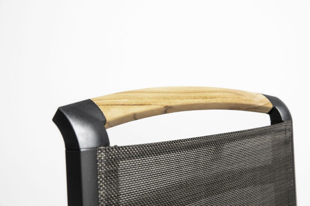 KETTLER MEMPHIS TEAK zložljiv aluminijast fotelj z naslonjali iz tikovine - antracit / bronz