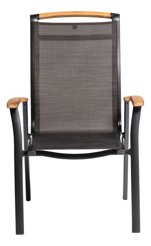 KETTLER MEMPHIS TEAK zložljiv aluminijast fotelj z naslonjali iz tikovine - antracit / bronz
