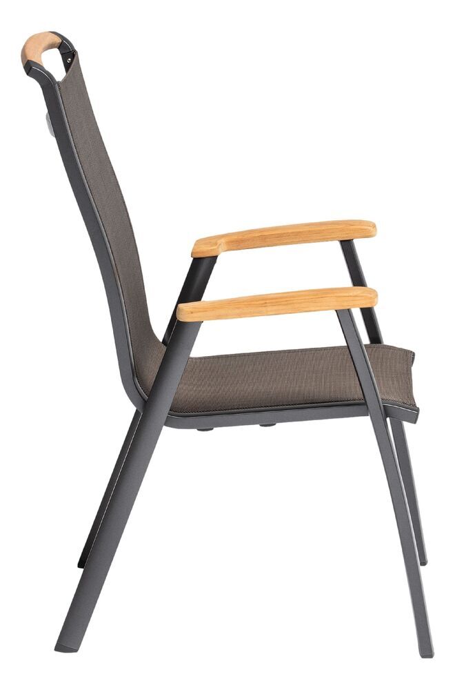 KETTLER MEMPHIS TEAK zložljiv aluminijast fotelj z naslonjali iz tikovine - antracit / bronz