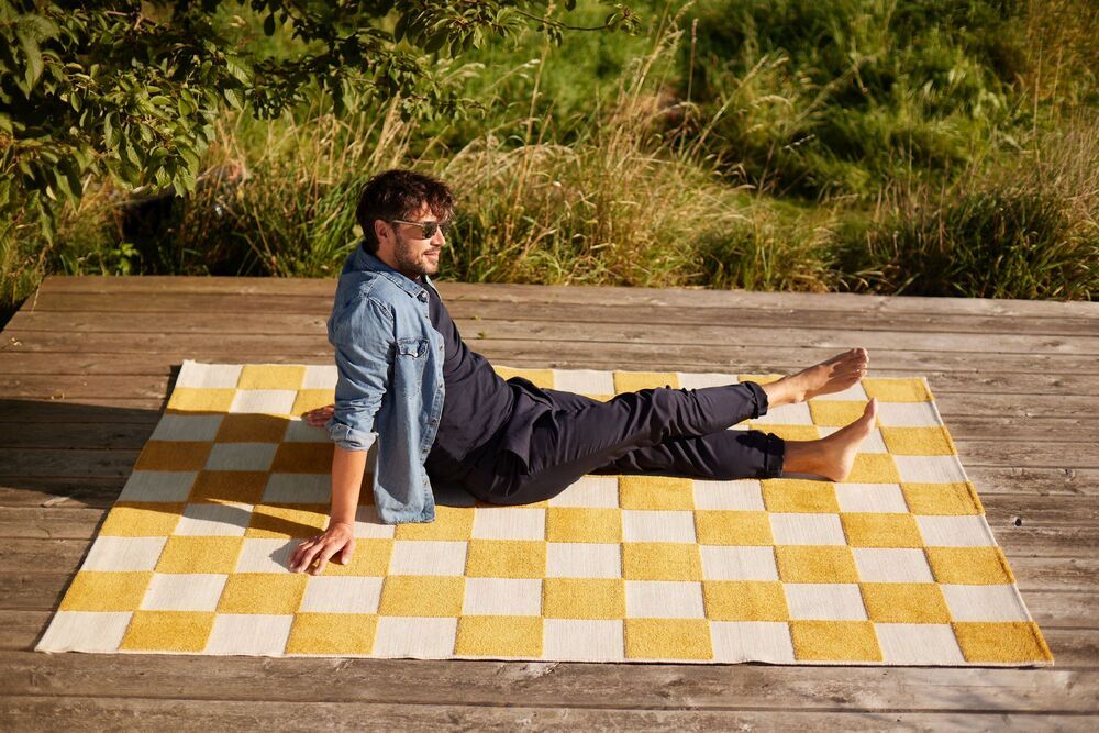 KETTLER CUBE zunanja preproga 160x230 cm - bež / rumena