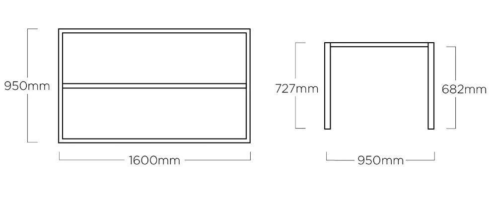 KETTLER Okvir za mizo CUBIC 160x95 cm - srebrn